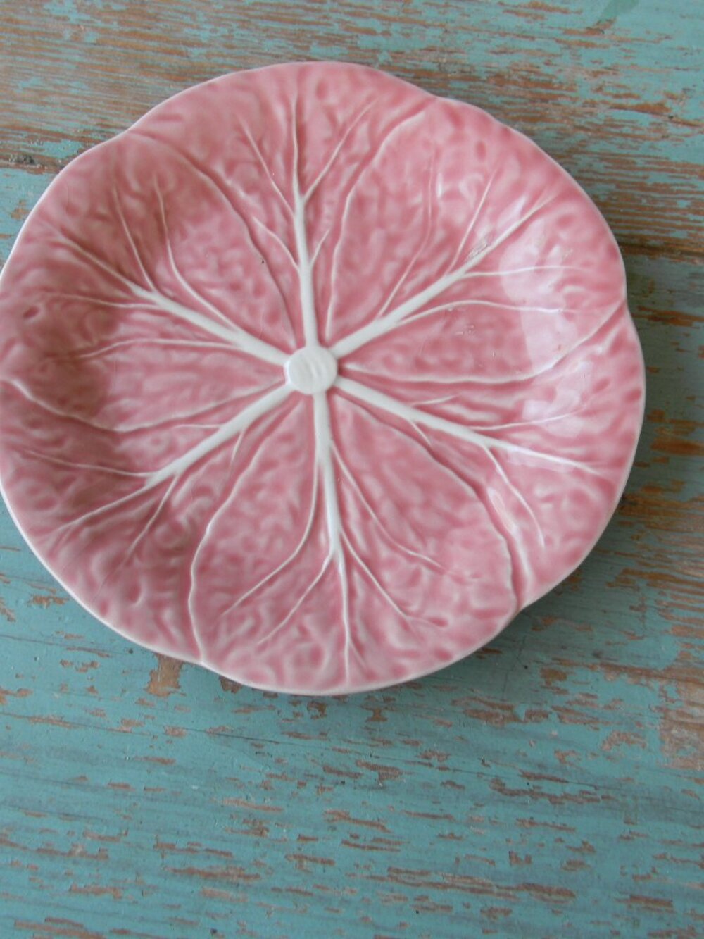 VTG Bordallo Pinheiro Cabbage Decorative Pink  Plate Made In Portugal 7.5"RD